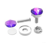 Dolvitrny Vis de plaque d'immatriculation de moto - M6 décoratives pour cache-vis en alliage de style cristal pour montage de plaque arrière, construction ABS + aluminium, 6-C (violet)