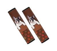 Dolyues 1 paire de housses rembourrées pour ceinture de sécurité de voiture avec motif terrier Boston Terrier - Pour sac à dos, bagages, cou - Marron