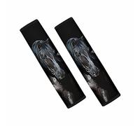 Dolyues 2 Pack de Coussins de Ceinture de Sécurité pour Voiture en 3D, Noir, Cheval Animal, Universel, Doux, pour Femmes et Hommes, Protège-Épaule et Cou Confortable