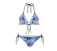 Dolyues Bikini triangle pour femme avec string à nouer sur le côté, Palmier, S