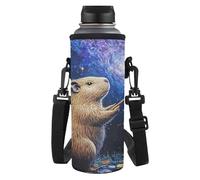 Dolyues Capybara Housse pour bouteille d'eau Sac de transport réglable en polyester pour enfant, Capybara Space