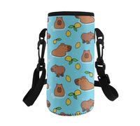 Dolyues Capybara Porte-bouteille d'eau à motif pour voyage, été, école, housse pour filles de 5 à 8 ans, essentiel et léger Bleu, Capybara Citron