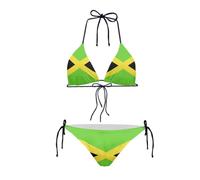 Dolyues Ensemble bikini triangle dos nu à lacets pour femme, Drapeau Jamaïque-2, S