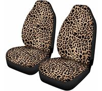 Dolyues Ensemble complet de 2 housses de siège de voiture pour femme avec imprimé léopard marron et guépard