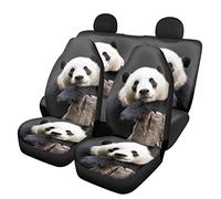 Dolyues Ensemble complet de housses de siège de voiture avec motif 3D d'ours panda, protection universelle pour sièges avant et arrière de voiture, camion, SUV, lot de 4 pièces