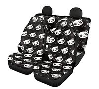 Dolyues Ensemble complet de housses de siège de voiture avec motif panda 3D et protection élastique souple pour sièges avant et arrière