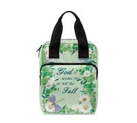 Dolyues Étui de bible avec poche zippée pour homme et femme - Étui de transport portable pour étude de la Bible, Floral vert