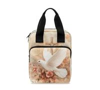 Dolyues Housse de bible en forme de croix de pigeon avec poignée durable - Joli étui de transport pour livres d'église - Poche zippée - Accessoires d'étude biblique