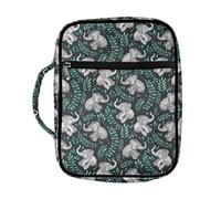 Dolyues Housse de bible portable pour homme et femme avec poignée durable et poches zippées, éléphant