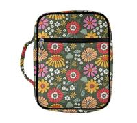 Dolyues Housse de bible portable pour homme et femme avec poignée durable et poches zippées, Motif floral hippie