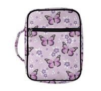 Dolyues Housse de bible portable pour homme et femme avec poignée durable et poches zippées, papillon