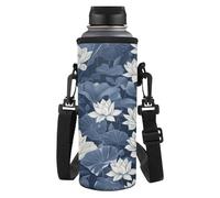 Dolyues Housse de bouteille d'eau pour femme avec sangle réglable pour le sport, les voyages, le shopping, la plage, Motif fleur de lotus