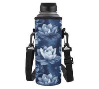 Dolyues Housse de bouteille d'eau pour femme avec sangle réglable pour le sport, les voyages, le shopping, la plage, Fleurs de lotus