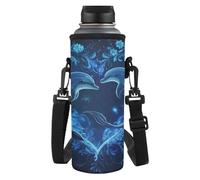 Dolyues Housse de bouteille d'eau pour garçons et filles avec sangle réglable 1000 ml pour adulte pour voyage, école, dauphin