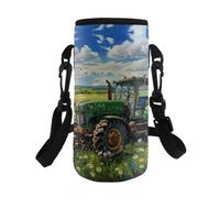 Dolyues Housse de bouteille d'eau style voiture avec bandoulière réglable pour enfant, Tracteur