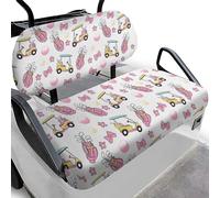 Dolyues Housse de siège de golf rose et blanche, protection UV, accessoires amusants pour voiturette de golf, serviette élastique lavable en machine pour les croisières de quartier