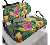 Dolyues Housse de siège de voiturette de golf à motif floral tropical facile à installer Décoration de chariot de golf en polyester résistant aux intempéries Lavable en machine