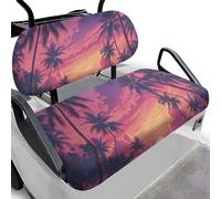 Dolyues Housse de siège rafraîchissante pour voiturette de golf - Confort - Violet - Coucher de soleil - Palmier - Décoration universelle - Bloque les UV - Dos antidérapant