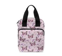 Dolyues Housse de transport pour la Bible avec poignée et poches zippées, Papillon rose