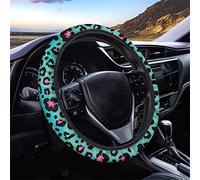 Dolyues Housse de volant de voiture avec imprimé léopard noir et vert - Taille universelle 35,6 à 38,1 cm