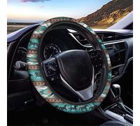 Dolyues Housse de volant de voiture - Vert turquoise - Motif tribal aztèque - Pour toutes les saisons - Élastique - Confortable - Pour homme et femme