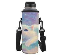 Dolyues Housse isotherme portable avec sangle réglable pour enfants et adultes, Chat blanc