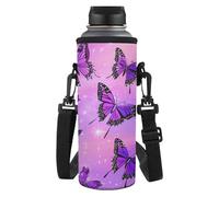 Dolyues Housse isotherme portable avec sangle réglable pour enfants et adultes, Papillons violets