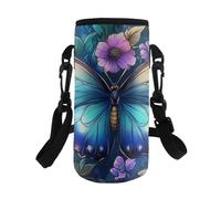 Dolyues Housses de bouteille de voyage pour enfants et adultes, sac isotherme avec bandoulière réglable, pliable et élastique, papillon