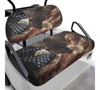 Dolyues Housses de siège de golf patriotiques pour chariot de golf pour femme, drapeau américain, aigle, accessoires de voiturette de golf respirantes, universelles, lavables en machine