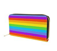Dolyues Long portefeuille pour femme avec fermeture éclair pour cartes de crédit et argent liquide avec poche pour pièces de monnaie, Rainbow LGBT, Classique