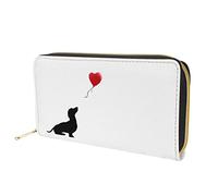 Dolyues Long portefeuille pour femme avec fermeture éclair pour cartes de crédit et argent liquide avec poche pour pièces de monnaie, Ballon teckel, Classique