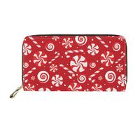 Dolyues Long portefeuille pour femme avec fermeture éclair pour cartes de crédit et argent liquide avec poche pour pièces de monnaie, Bonbons rouges, Classique