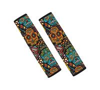 Dolyues Lot de 2 housses de ceinture de sécurité pour adultes - Motif tête de mort - Support pour le cou et les épaules