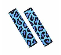 Dolyues Lot de 2 housses de ceinture de sécurité universelles douces pour femmes, toutes saisons, motif léopard bleu aquarelle pour adultes, accessoires de décoration d'intérieur de voiture