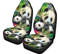 Dolyues Lot de 2 housses de siège de voiture avec imprimé panda et maman - Protection de siège avant - Accessoires de voiture universels pour camion, SUV, berline