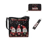Dolyues Lot de 3 sacs fourre-tout en cuir avec porte-clés pour femme, Elfes de Noël