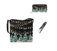 Dolyues Lot de 3 sacs fourre-tout en cuir avec porte-clés pour femme, Lumières de Noël.