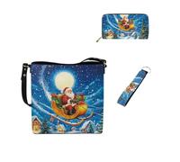 Dolyues Lot de 3 sacs fourre-tout en cuir avec porte-clés pour femme, Père Noël