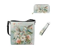 Dolyues Lot de 3 sacs seau pour femme - Long portefeuille - Porte-clés - Tendance - En cuir - Pour travaux de tarve, Colibri