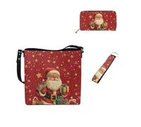 Dolyues Lot de 3 sacs seau pour femme - Long portefeuille - Porte-clés - Tendance - En cuir - Pour travaux de tarve, Père Noël