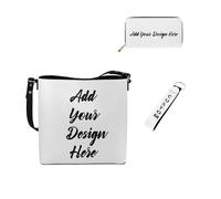 Dolyues Lot de 3 sacs seau pour femme - Long portefeuille - Porte-clés - Tendance - En cuir - Pour travaux de tarve, Ajoutez votre design