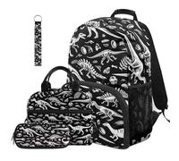 Dolyues Lot de 4 sacs à dos et boîte à déjeuner pour garçons de 4e année pour la rentrée scolaire des enfants de 8 à 10 ans, dinosaure, Sac à dos daypack