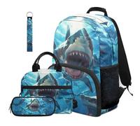 Dolyues Lot de 4 sacs à dos et boîte à déjeuner pour garçons de 4e année pour la rentrée scolaire des enfants de 8 à 10 ans, gris souris, Sac à dos daypack