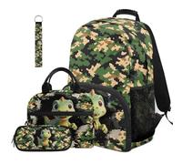 Dolyues Lot de 4 sacs à dos pour garçons avec boîte à déjeuner pour la rentrée scolaire de 4e année 8 à 10 ans, Dinosaure camouflage, Sac à dos daypack