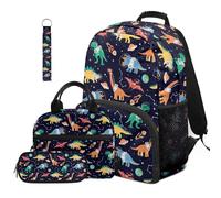 Dolyues Lot de 4 sacs à dos pour garçons avec boîte à déjeuner pour la rentrée scolaire de 4e année 8 à 10 ans, Dinosaure coloré., Sac à dos daypack