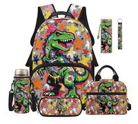 Dolyues Lot de 6 sacs à dos pour garçons de 8 à 10 ans pour l'école primaire avec porte-clés, Motif dinosaure., Sac à dos daypack