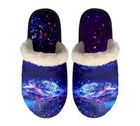 Dolyues Pantoufles confortables et moelleuses antidérapantes pour l'hiver - Pour chambre à coucher et maison - Taille XS à XL, Tortue bleue., Medium