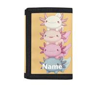 Dolyues Porte-monnaie à trois volets pour enfants - Personnalisable - Pour la rentrée scolaire, Ajouter votre nom sur Axolotl