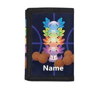 Dolyues Porte-monnaie à trois volets pour enfants - Personnalisable - Pour la rentrée scolaire, Ajoutez votre nom sur Basketball Axolotl