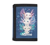 Dolyues Porte-monnaie à trois volets pour enfants - Personnalisable - Pour la rentrée scolaire, Ajoutez votre nom sur Cute Axolotl